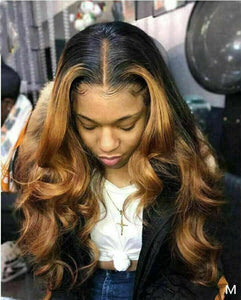 Luxury  100% Human Hair Swiss 13x4 Lace Front Glueless Wig Honey Blonde Brown Ombre U-Part, 360 or Full Lace Upgrade Available