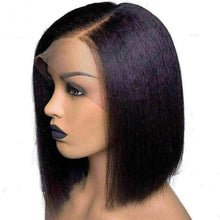 Load image into Gallery viewer, Luxury Yaki Straight Bob #1B Black Remy 100% Human Hair Swiss 13x4 Lace Front Glueless Wig U-Part, 360 or Full Lace Upgrade Available
