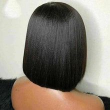 Load image into Gallery viewer, Luxury Yaki Straight Bob #1B Black Remy 100% Human Hair Swiss 13x4 Lace Front Glueless Wig U-Part, 360 or Full Lace Upgrade Available
