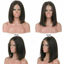 Load image into Gallery viewer, Luxury Yaki Straight Bob #1B Black Remy 100% Human Hair Swiss 13x4 Lace Front Glueless Wig U-Part, 360 or Full Lace Upgrade Available
