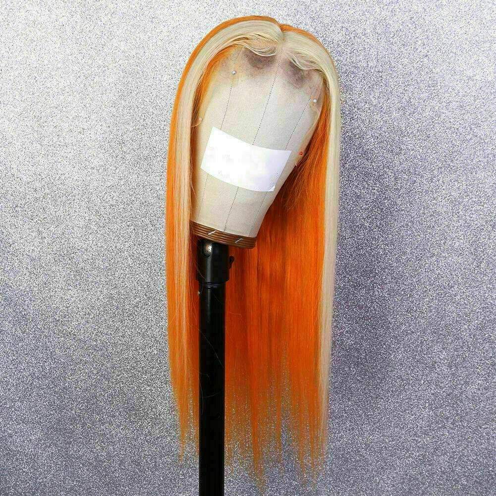 Luxury Orange Streak  100% Human Hair Swiss 13x4 Lace Front Glueless Wig Colouful U-Part or Full Lace Upgrade Available