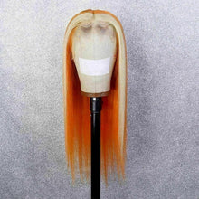 Load image into Gallery viewer, Luxury Orange Streak  100% Human Hair Swiss 13x4 Lace Front Glueless Wig Colouful U-Part or Full Lace Upgrade Available
