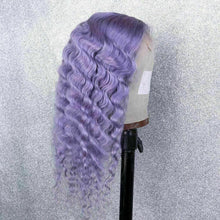 Load image into Gallery viewer, Luxury Remy Deep Wave Purple Lilac Lavender 100% Human Hair Swiss 13x4 Lace Front Wig Colourful U-Part, 360 or Full Lace Upgrade Available
