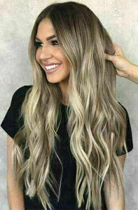 Luxury Balayage Highlight Brown Ash Blonde 100% Human Hair Swiss 13x4 Lace Front Glueless Wig  U-Part, 360 or Full Lace Upgrade Available