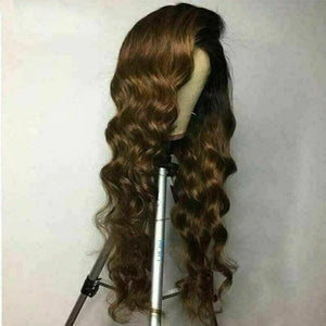 Luxury Brazilian Wavy Brown Loose Wave 100% Human Hair Swiss 13x4 Lace Front Glueless Wig Ombre U-Part, 360 or Full Lace Upgrade Available