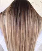 Load image into Gallery viewer, Luxury Light Ash Honey Blonde Brown Balayage Highlight 100% Human Hair Swiss 13x4 Lace Front Wig U-Part, 360 or Full Lace Upgrade Available
