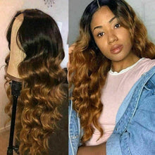Load image into Gallery viewer, Luxury Wavy Ombre Auburn #30 Brown 100% Human Hair Swiss 13x4 Lace Front Glueless Wig Highlight U-Part, 360 or Full Lace Upgrade Available
