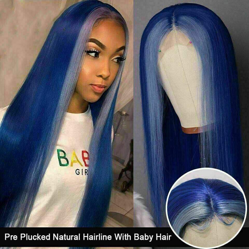 Virgin Remy Blue Custom Lace Front Wig Remy Blue Human Hair - Etsy main image 3