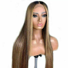 Load image into Gallery viewer, Luxury Remy Streak Ombre Ash Honey Blonde 100% Human Hair Swiss 13x4 Lace Front Glueless Wig U-Part, 360 or Full Lace Upgrade Available
