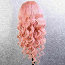 Load image into Gallery viewer, Luxury Pink Streak  100% Human Hair Swiss 13x4 Lace Front Glueless Wig Wavy Colouful U-Part or Full Lace Upgrade Available
