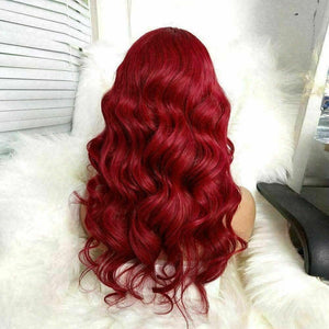 Luxury Remy Red Burgundy Side Fringe Bang 100% Human Hair Swiss 13x4 Lace Front Glueless Wig Colouful U-Part or Full Lace Upgrade Available