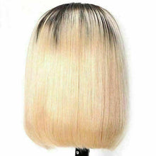 Load image into Gallery viewer, Luxury Platinum Blonde Ombre Bob Human Hair Swiss 13x4 Lace Front Glueless Wig Ash Human U-Part, 360 or Full Lace Upgrade Available
