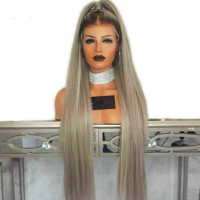 Luxury Ash Blonde Ombre 100% Human Hair Swiss 13x4 Lace Front Glueless Wig  Balayage Highlight U-Part, 360 or Full Lace Upgrade Available