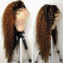 Load image into Gallery viewer, Luxury Curly Ombre 100% Human Hair Swiss 13x4 Lace Front Glueless Wig Auburn Brown Color #30 U-Part, 360 or Full Lace Upgrade Available
