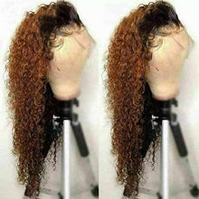 Load image into Gallery viewer, Luxury Curly Ombre 100% Human Hair Swiss 13x4 Lace Front Glueless Wig Auburn Brown Color #30 U-Part, 360 or Full Lace Upgrade Available
