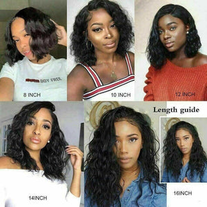 Luxury Short Remy Curly Bob #1B Black 100% Human Hair Swiss 13x4 Lace Front Glueless Wig U-Part, 360 or Full Lace Upgrade Available