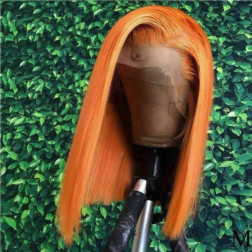 Luxury Remy Brazilian Orange  Bob 100% Human Hair Swiss 13x4 Lace Front Glueless Wig Colouful U-Part or Full Lace Upgrade Available