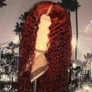 Luxury Brazilian Deep Curly Burgundy Red 99J 100% Human Hair Swiss 13x4 Lace Front Glueless Wig Colouful U-Part or Full Lace Upgrade Available