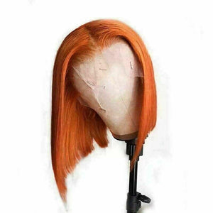 Luxury Orange Bob 100% Human Hair Swiss 13x4 Lace Front Glueless Wig Straight Colouful U-Part, 360 or Full Lace Upgrade Available