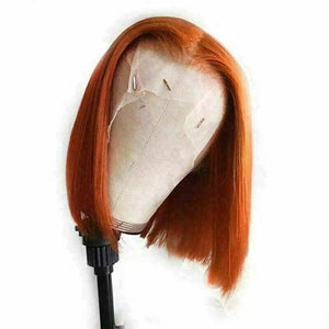 Luxury Orange Bob 100% Human Hair Swiss 13x4 Lace Front Glueless Wig Straight Colouful U-Part, 360 or Full Lace Upgrade Available