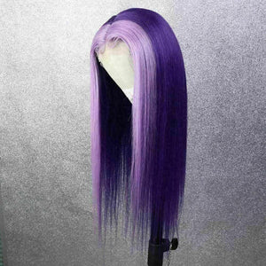 Luxury Purple Streak  100% Human Hair Swiss 13x4 Lace Front Glueless Wig Colourful U-Part, 360 or Full Lace Upgrade Available