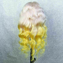 Load image into Gallery viewer, Luxury Colorful Blue Yellow Blonde Bright 100% Human Hair Swiss 13x4 Lace Front Glueless Wig Colouful U-Part or Full Lace Upgrade Available
