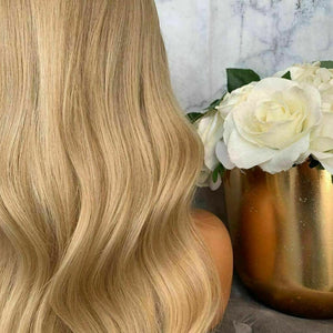 Luxury Brazilian Remy Wavy Ash Blonde Ombre 100% Human Hair Swiss 13x4 Lace Front Glueless Wig U-Part, 360 or Full Lace Upgrade Available