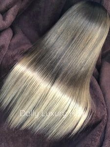 Luxury Light Brown Blonde Ombre 100% Human Hair Swiss 13x4 Lace Front Glueless Wig U-Part, 360 or Full Lace Upgrade Available