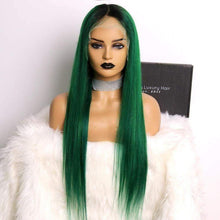 Load image into Gallery viewer, Luxury Remy Emerald Mermaid Dark Green Ombre 100% Human Hair Swiss 13x4 Lace Front Wig Colorful U-Part, 360 or Full Lace Upgrade Available
