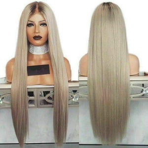 Luxury Ash Blonde Ombre 100% Human Hair Swiss 13x4 Lace Front Glueless Wig  Balayage Highlight U-Part, 360 or Full Lace Upgrade Available