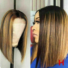 Load image into Gallery viewer, Luxury Remy Bob Ombre 100% Human Hair Swiss 13x4 Lace Front Glueless Wig Ash Blonde Balayage Highlight U-Part, 360 or Full Lace Upgrade Available
