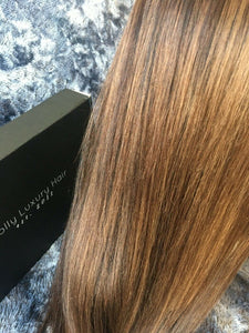 Luxury Dark and Light Brown Balayage Highlight Blonde 100% Human Hair Swiss 13x4 Lace Front Wig U-Part, 360 or Full Lace Upgrade Available