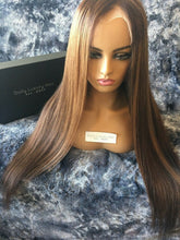 Load image into Gallery viewer, Luxury Dark and Light Brown Balayage Highlight Blonde 100% Human Hair Swiss 13x4 Lace Front Wig U-Part, 360 or Full Lace Upgrade Available
