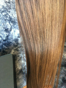 Luxury Dark and Light Brown Balayage Highlight Blonde 100% Human Hair Swiss 13x4 Lace Front Wig U-Part, 360 or Full Lace Upgrade Available