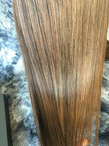 Luxury Dark and Light Brown Balayage Highlight Blonde 100% Human Hair Swiss 13x4 Lace Front Wig U-Part, 360 or Full Lace Upgrade Available