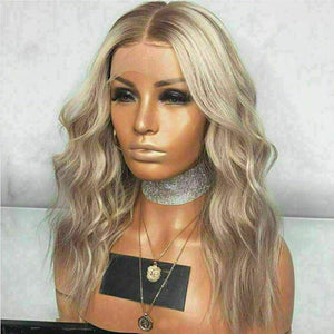 Luxury Balayage Highlight Ash Blonde 100% Human Hair Swiss 13x4 Lace Front Glueless Wig  Wavy U-Part, 360 or Full Lace Upgrade Available
