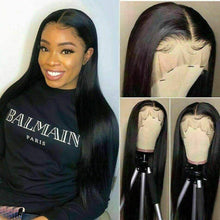 Load image into Gallery viewer, Luxury Brazilian Straight #1B Black 100% Human Hair Swiss 13x4 Lace Front Glueless Wig U-Part, 360 or Full Lace Upgrade Available
