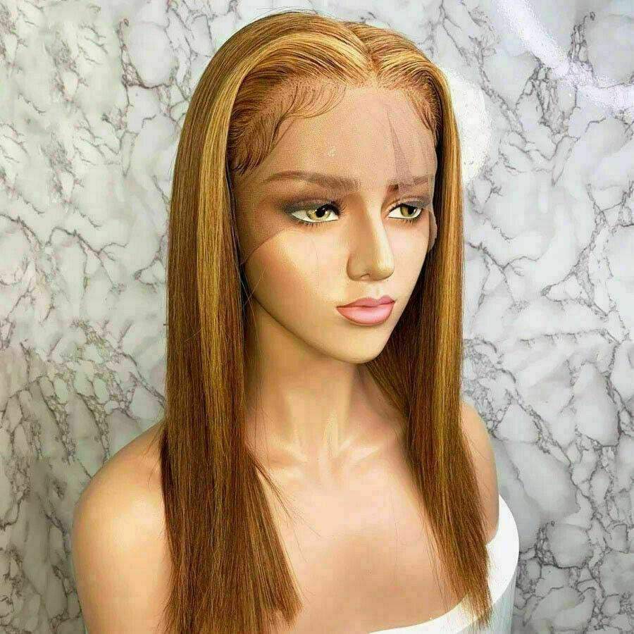 Luxury Remy Ginger Brown Ash Blonde Auburn 100% Human Hair Swiss 13x4 Lace Front Glueless Wig U-Part, 360 or Full Lace Upgrade Available
