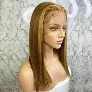 Luxury Remy Ginger Brown Ash Blonde Auburn 100% Human Hair Swiss 13x4 Lace Front Glueless Wig U-Part, 360 or Full Lace Upgrade Available