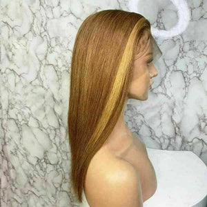 Luxury Remy Ginger Brown Ash Blonde Auburn 100% Human Hair Swiss 13x4 Lace Front Glueless Wig U-Part, 360 or Full Lace Upgrade Available