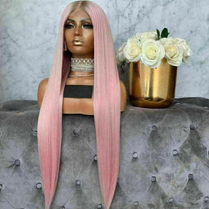 Luxury Remy Light Baby Pink 100% Human Hair Swiss 13x4 Lace Front Glueless Wig Ombre Colouful U-Part or Full Lace Upgrade Available
