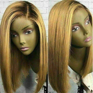 Luxury Honey Medium Blonde Bob Human Hair Swiss 13x4 Lace Front Glueless Wig Human Ombre U-Part, 360 or Full Lace Upgrade Available