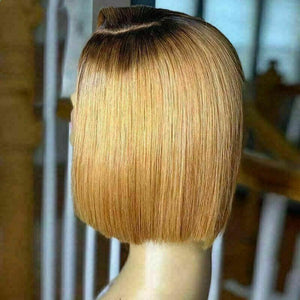 Luxury Honey Medium Blonde Bob Human Hair Swiss 13x4 Lace Front Glueless Wig Human Ombre U-Part, 360 or Full Lace Upgrade Available