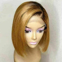 Load image into Gallery viewer, Luxury Honey Medium Blonde Bob Human Hair Swiss 13x4 Lace Front Glueless Wig Human Ombre U-Part, 360 or Full Lace Upgrade Available
