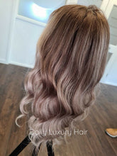 Load image into Gallery viewer, Luxury Chestnut Medium Brown Blonde Balayage Highlight 100% Human Hair Swiss 13x4 Lace Front Wig U-Part, 360 or Full Lace Upgrade Available
