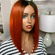 Load image into Gallery viewer, Luxury Ombre Orange Bob 100% Human Hair Swiss 13x4 Lace Front Glueless Wig Colouful U-Part, 360 or Full Lace Upgrade Available
