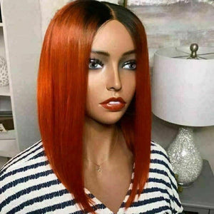 Luxury Ombre Orange Bob 100% Human Hair Swiss 13x4 Lace Front Glueless Wig Colouful U-Part, 360 or Full Lace Upgrade Available