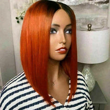 Load image into Gallery viewer, Luxury Ombre Orange Bob 100% Human Hair Swiss 13x4 Lace Front Glueless Wig Colouful U-Part, 360 or Full Lace Upgrade Available
