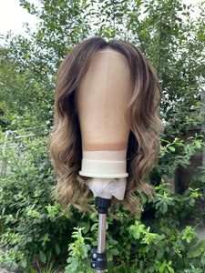 Luxury Balayage Highlight Dark Brown Ash Blonde 100% Human Hair Swiss 13x4 Lace Front Glueless Wig  U-Part or Full Lace Upgrade Available