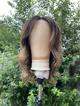 Load image into Gallery viewer, Luxury Balayage Highlight Dark Brown Ash Blonde 100% Human Hair Swiss 13x4 Lace Front Glueless Wig  U-Part or Full Lace Upgrade Available
